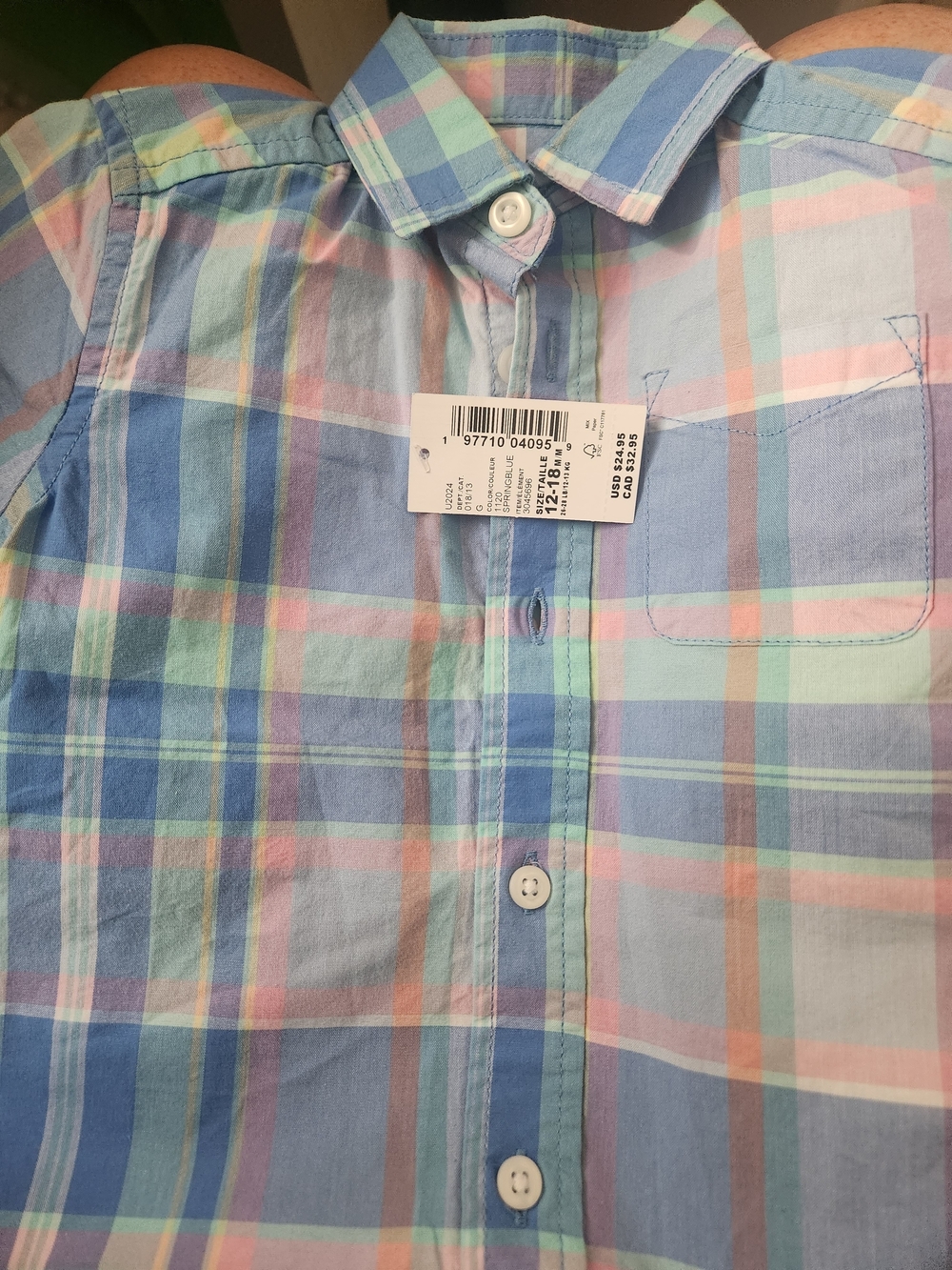 The Children's Place Pastel Plaid Button-Down Shirt - Blue, Mint & Pink